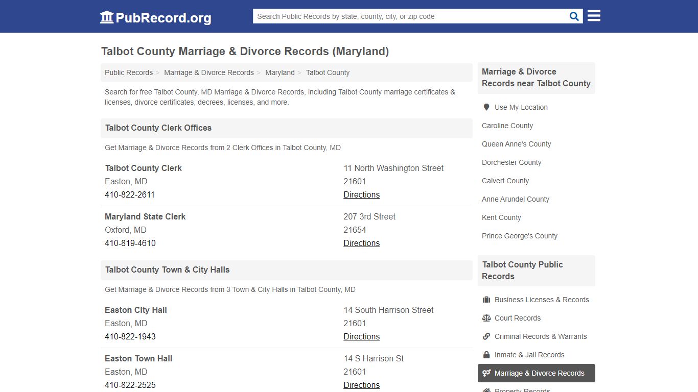 Talbot County Marriage & Divorce Records (Maryland)